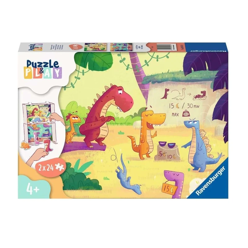 05675 Dinosaur in Summer Ravensburger Dinosaurs in Summer - 2x24 Piece Puzzle for Children - Image 1