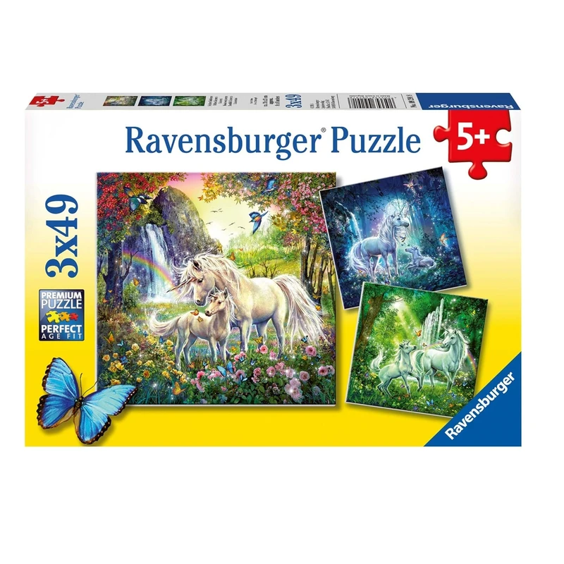 09291 Beautiful Unicorns Ravensburger Beautiful unicorns Children's puzzle 3x49 pieces - Image 1
