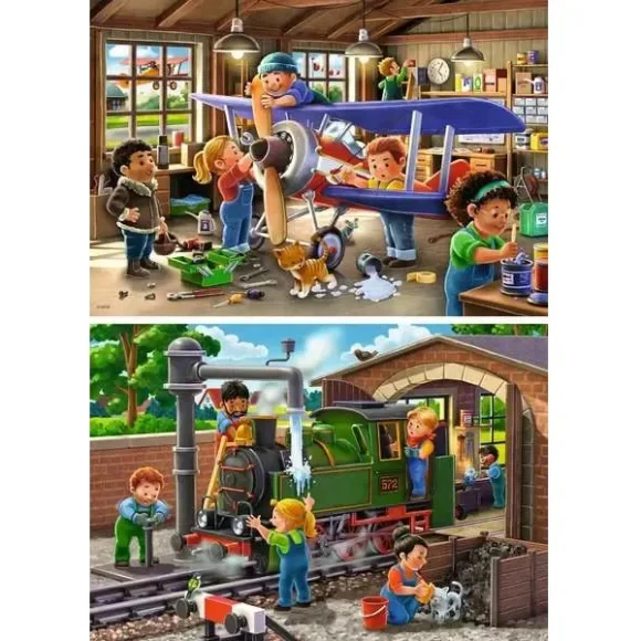 Ravensburger Airplane & Train Repairs Puzzle 2×24 Pcs - Image 2