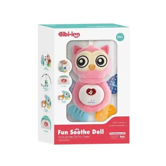 Bibi-inn Fun Soothe Doll Sound and Light Owl Toy/Teether - Image 2