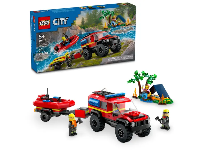 60412 60412 4x4 Fire Truck with Rescue Boat - Image 1