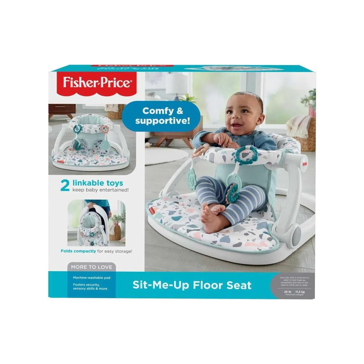 619znvt+jcL._AC_SL1000_ Fisher-Price Sit-Me-Up Floor Seat Portable Baby Chair With Toys, Pacific Pebble - Image 1