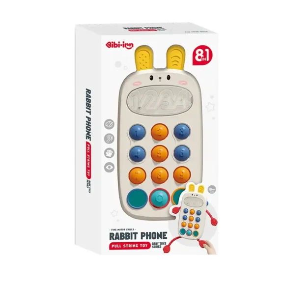 Bibi-inn Rabbit Phone Pull String Toy 8in1 - Image 2