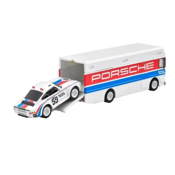 Hot Wheels Team Transport Toy Truck & Race Car, 1986 Porsche 959 HKF47 - Image 3