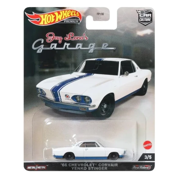 Hot Wheels1966 Chevrolet Corvair Yenko Stinger White with Blue Stripes "Jay Leno’s Garage" HCJ84 - Image 2
