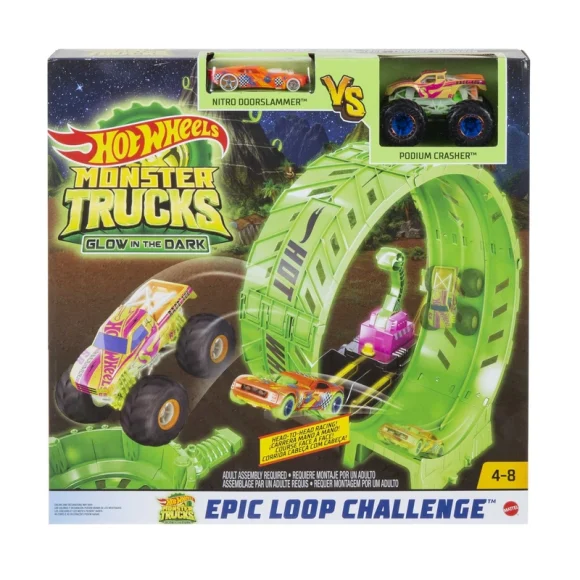 Hot Wheels Monster Trucks Glow-In-The Dark Epic Loop Challenge Playset HBN02 - Image 2