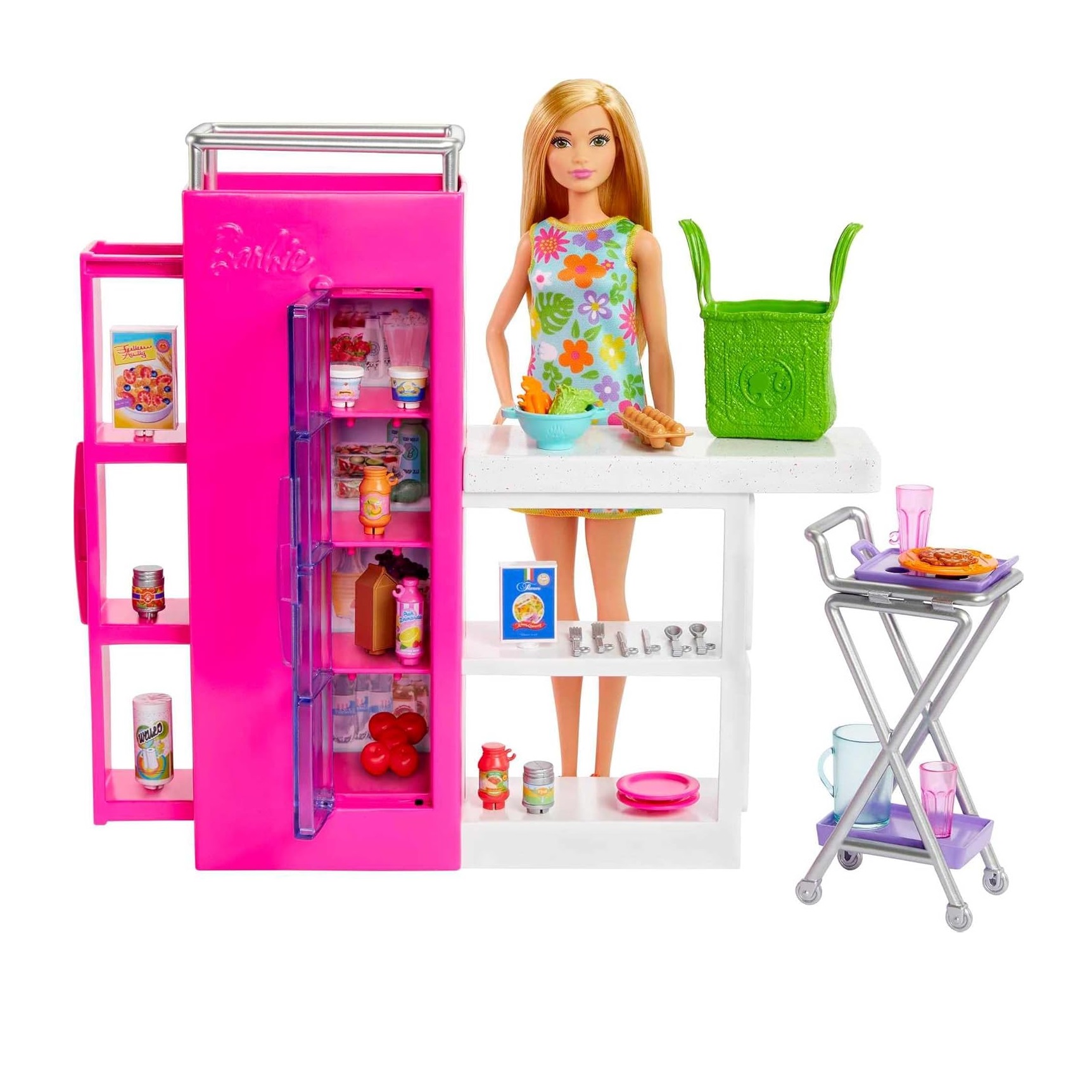 HJV38 1 Barbie Doll And Ultimate Pantry Playset, Barbie Kitchen Add-On With 30+ Food-Themed Pieces - Image 1