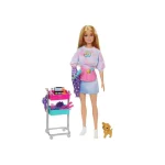 Barbie “Malibu” Stylist Doll & 14 Accessories Playset, Hair & Makeup Theme With Puppy & Styling Cart