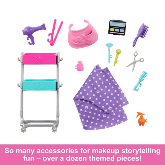 Barbie “Malibu” Stylist Doll & 14 Accessories Playset, Hair & Makeup Theme With Puppy & Styling Cart - Image 5