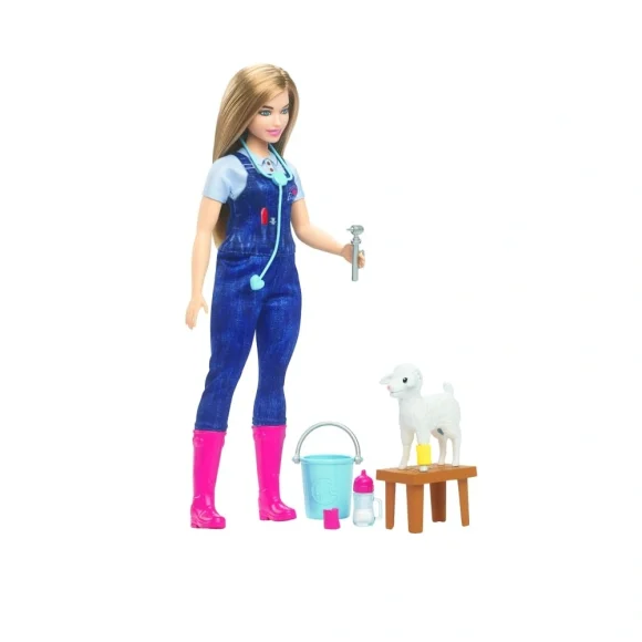 Barbie 65th Anniversary Careers Farm Vet Doll & 10 Accessories Including Lamb With Moving Ears - Image 2