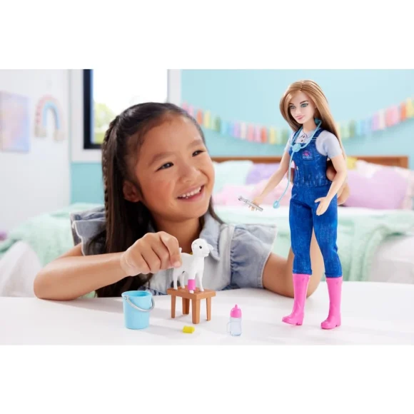 Barbie 65th Anniversary Careers Farm Vet Doll & 10 Accessories Including Lamb With Moving Ears - Image 3