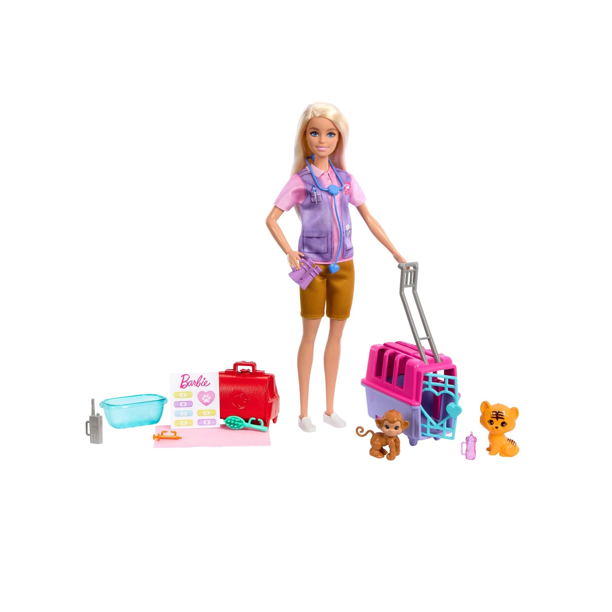 HRG50 Barbie Animal Rescue & Recovery Playset With Blonde Doll, 2 Animal Figures & Accessories - Image 1