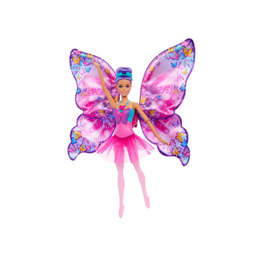 HXJ10 1111 Barbie Dance And Flutter Doll With 2-In-1 Transformation From Dancer To Butterfly, Purple Hair - Image 1