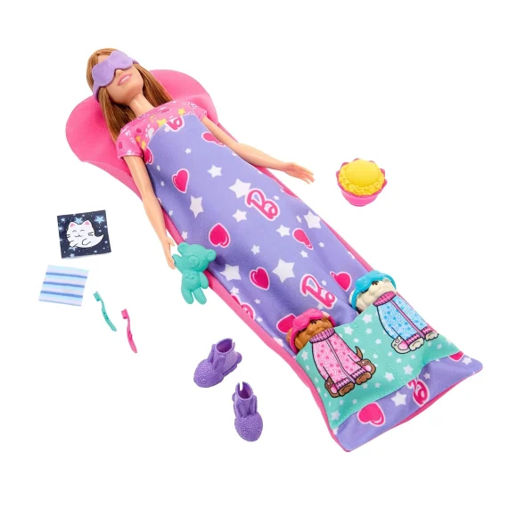Barbie Doll & Puppy Slumber Party Playset With 2 Toy Dog Figures & 10+ Accessories, Color-Change - Image 6