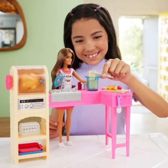 Barbie Doll & Kitchen Playset With 20+ Accessories - Image 4