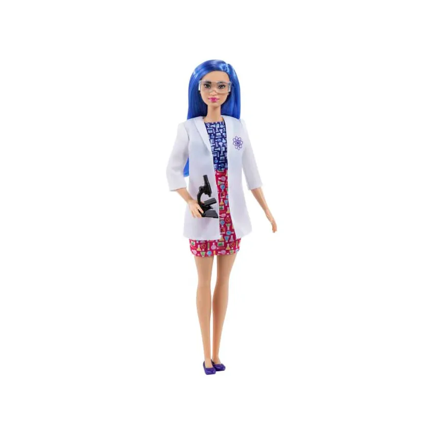 fd9bd7bof3ov0arlpayx Barbie Scientist Doll (12 Inches), Blue Hair, Color Block Dress, Lab Coat & Flats, Microscope Accessory, 3 & Up Barbie Winter Sports Doll And Accessories, Ages 3 And Up - Image 1