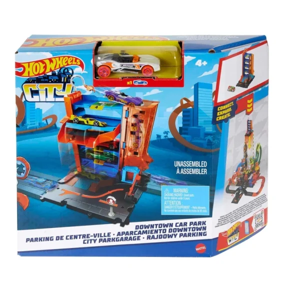 Hot Wheels City Toy Car Track Set, Downtown Car Park, 4 Levels, Working Lift & Exit Chute HDR28 - Image 2